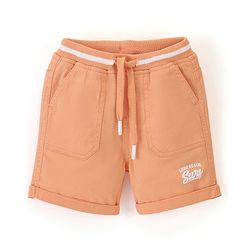 Babyhug Cotton Spandex Woven Knee Length Text Printed Shorts - Orange