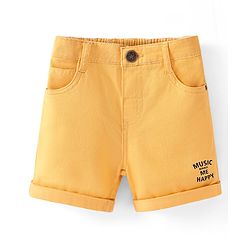Babyhug Twill Woven Mid Thigh Shorts Text Print - Yellow