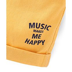 Babyhug Twill Woven Mid Thigh Shorts Text Print - Yellow