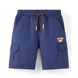 Babyhug Cotton Knee Length Bermuda Solid Colour - Navy Blue