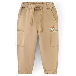 Babyhug 100% Cotton Full Length Fox Print Trousers - Brown