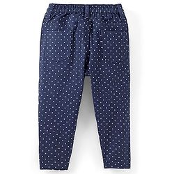 Babyhug Cotton Woven Full Length Trouser with Dot Print - Navy Blue
