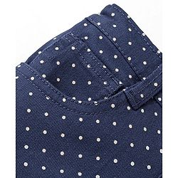 Babyhug Cotton Woven Full Length Trouser with Dot Print - Navy Blue
