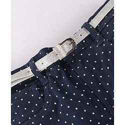 Babyhug Cotton Woven Full Length Trouser with Dot Print - Navy Blue