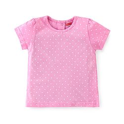 Babyhug 100% Cotton Dungaree With Half Sleeves Inner Tee With Ice Cream Embroidered & Polka Print - Green & Pink