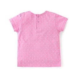 Babyhug 100% Cotton Dungaree With Half Sleeves Inner Tee With Ice Cream Embroidered & Polka Print - Green & Pink