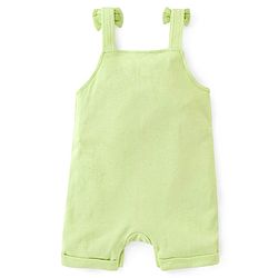 Babyhug 100% Cotton Dungaree With Half Sleeves Inner Tee With Ice Cream Embroidered & Polka Print - Green & Pink