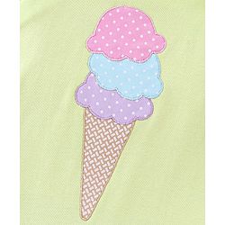 Babyhug 100% Cotton Dungaree With Half Sleeves Inner Tee With Ice Cream Embroidered & Polka Print - Green & Pink