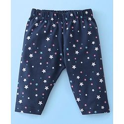 Babyhug Cotton Lycra Three Fourth Leggings Dot & Star Print Pack of 3 - Blue Pink & Peach