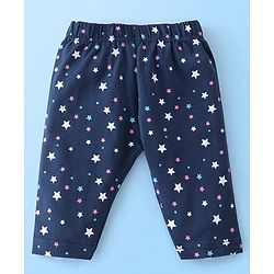 Babyhug Cotton Lycra Three Fourth Leggings Dot & Star Print Pack of 3 - Blue Pink & Peach