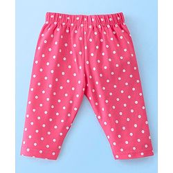 Babyhug Cotton Lycra Three Fourth Leggings Dot & Star Print Pack of 3 - Blue Pink & Peach