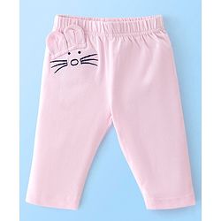 Babyhug Cotton Lycra Three Fourth Leggings Dot & Star Print Pack of 3 - Blue Pink & Peach