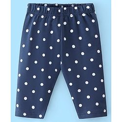 Babyhug Cotton Lycra Three Fourth Length Leggings Heart & Floral Print Pack Of 3- Red White & Blue