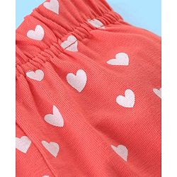 Babyhug Cotton Lycra Three Fourth Length Leggings Heart & Floral Print Pack Of 3- Red White & Blue
