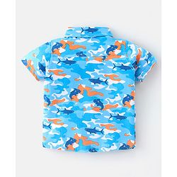 Babyhug 100% Cotton Half Sleeves Shirt Shark Print- Blue