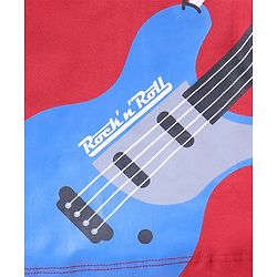 Babyhug Cotton Knit Half Sleeves Night Suit Guitar Print - Red