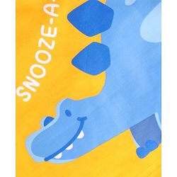 Babyhug Cotton Knit Half Sleeves Night Suit Dino Print - Blue & Yellow