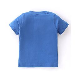 Babyhug Cotton Knit Half Sleeves Night Suit with Star Print - Blue