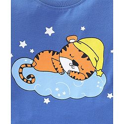 Babyhug Cotton Knit Half Sleeves Night Suit with Star Print - Blue