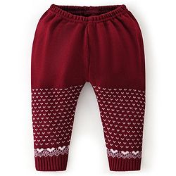Babyhug Knit Full Sleeves Sweater Set Damask Design - Maroon