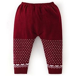 Babyhug Knit Full Sleeves Sweater Set Damask Design - Maroon