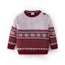 Babyhug Knit Full Sleeves Sweater Set Damask Design - Maroon