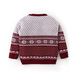 Babyhug Knit Full Sleeves Sweater Set Damask Design - Maroon