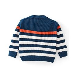 Babyhug Full Sleeves Sweater Set Striped - Navy Blue