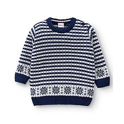 Babyhug Full Sleeves Striped Sweater with Pants Set - Navy Blue