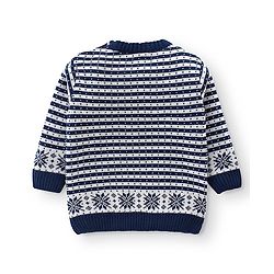 Babyhug Full Sleeves Striped Sweater with Pants Set - Navy Blue