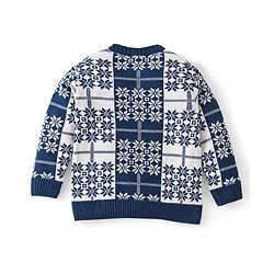 Babyhug Knit Full Sleeves Sweater Set Snowflakes Design - Navy Blue