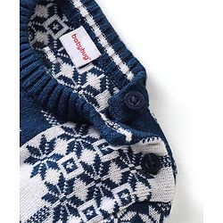 Babyhug Knit Full Sleeves Sweater Set Snowflakes Design - Navy Blue