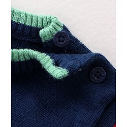 Babyhug Knitted Full Sleeves Striped Sweater Set - Navy