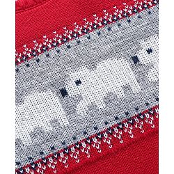 Babyhug Knit Full Sleeves Sweater Set Animal Design - Red
