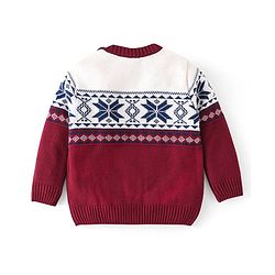 Babyhug Knit Full Sleeves Sweater Set Damask Design - Maroon