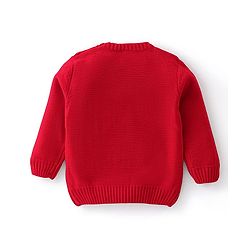 Babyhug Knitted Full Sleeves Santa Claus Design Sweater & Pajama Set - Red