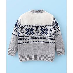 Babyhug Cotton Knit Full Sleeves Sweater Set Cable Knit Design- Grey