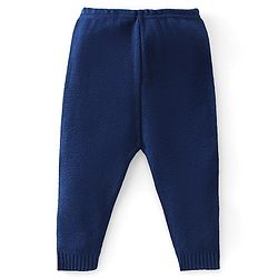 Babyhug Knitted Full Sleeves Striped Sweater & Pajama Set - Navy Blue
