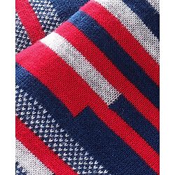 Babyhug Knitted Full Sleeves Striped Sweater & Pajama Set - Navy Blue
