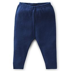 Babyhug Knitted Full Sleeves Striped Sweater & Pajama Set - Navy Blue