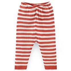 Babyhug Knit Full Sleeves Sweater Set With Text Embroidery - Orange & White