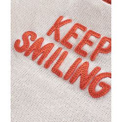 Babyhug Knit Full Sleeves Sweater Set With Text Embroidery - Orange & White