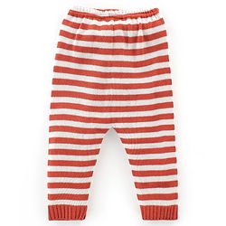 Babyhug Knit Full Sleeves Sweater Set With Text Embroidery - Orange & White