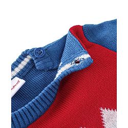 Babyhug Knit Full Sleeves Sweater Set Checks Design - Red & Blue