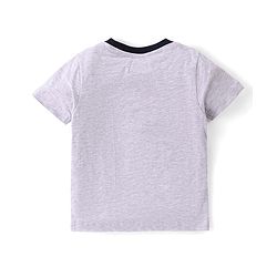 Babyhug Cotton Knit Half Sleeves Night Suit City Print - Grey Melange & Navy Blue