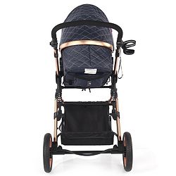 Babyhug Majestic Stroller Cum Carry Cot With Canopy - Blue Checked