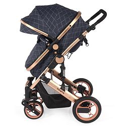 Babyhug Majestic Stroller Cum Carry Cot With Canopy - Blue Checked