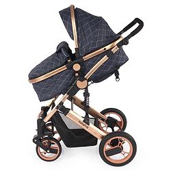 Babyhug Majestic Stroller Cum Carry Cot With Canopy - Blue Checked