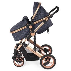 Babyhug Majestic Stroller Cum Carry Cot With Canopy - Blue Checked