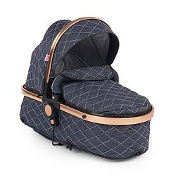 Babyhug Majestic Stroller Cum Carry Cot With Canopy - Blue Checked